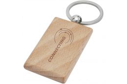 Beech wood rectangular keychain