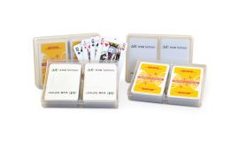 2 decks of cards in a plastic box