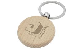 Beech wood round keychain