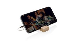 Standkey bamboo keychain phone stand